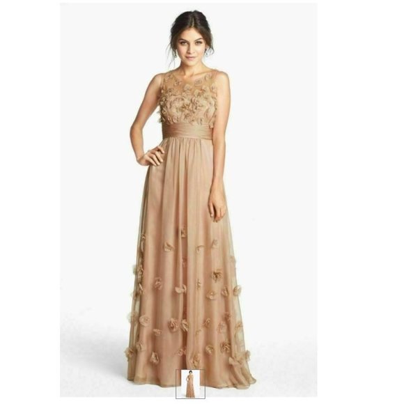 JS Collections Dresses & Skirts - JS Collections Champagne Gown with Flower Applique